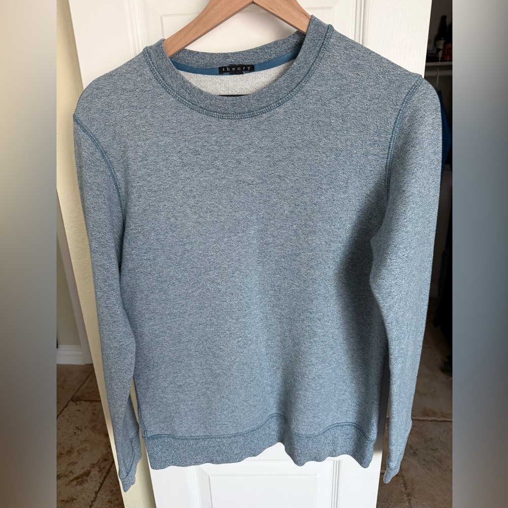 Theory Men’s Heathered Blue Crewneck Sweatshirt